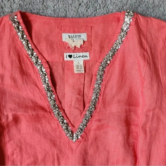 MALVIN linen tunic pink - Picture 2 of 6